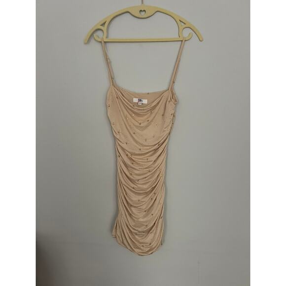 Elsie & Fred Nude Mini Bodycon Dress with Gold Stars - Picture 5 of 7